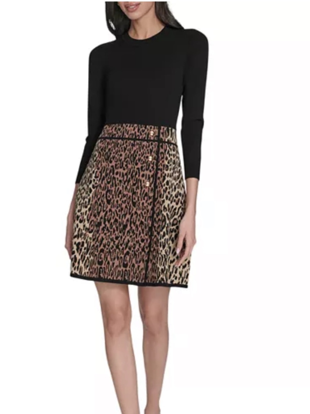 Eliza J Leopard Print Sweater Dress Plus Size 1X